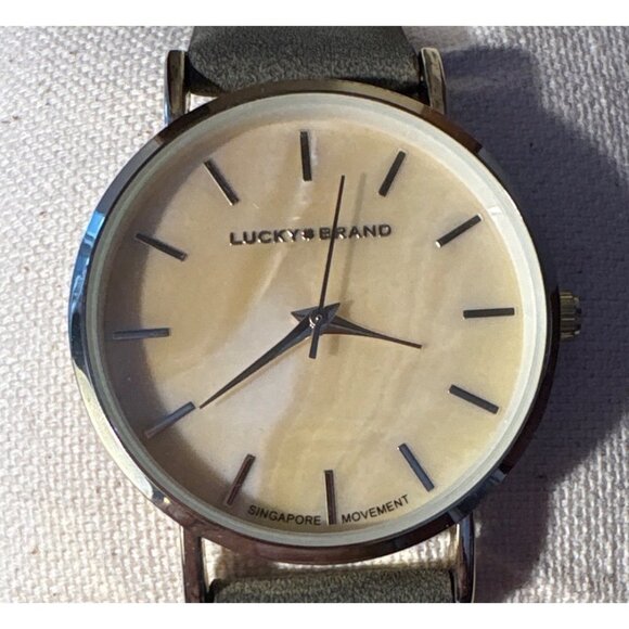 Lucky Brand Watch Womens Leather Strap Analog Watch Gold Dial Gift Box Like New - Picture 5 of 8